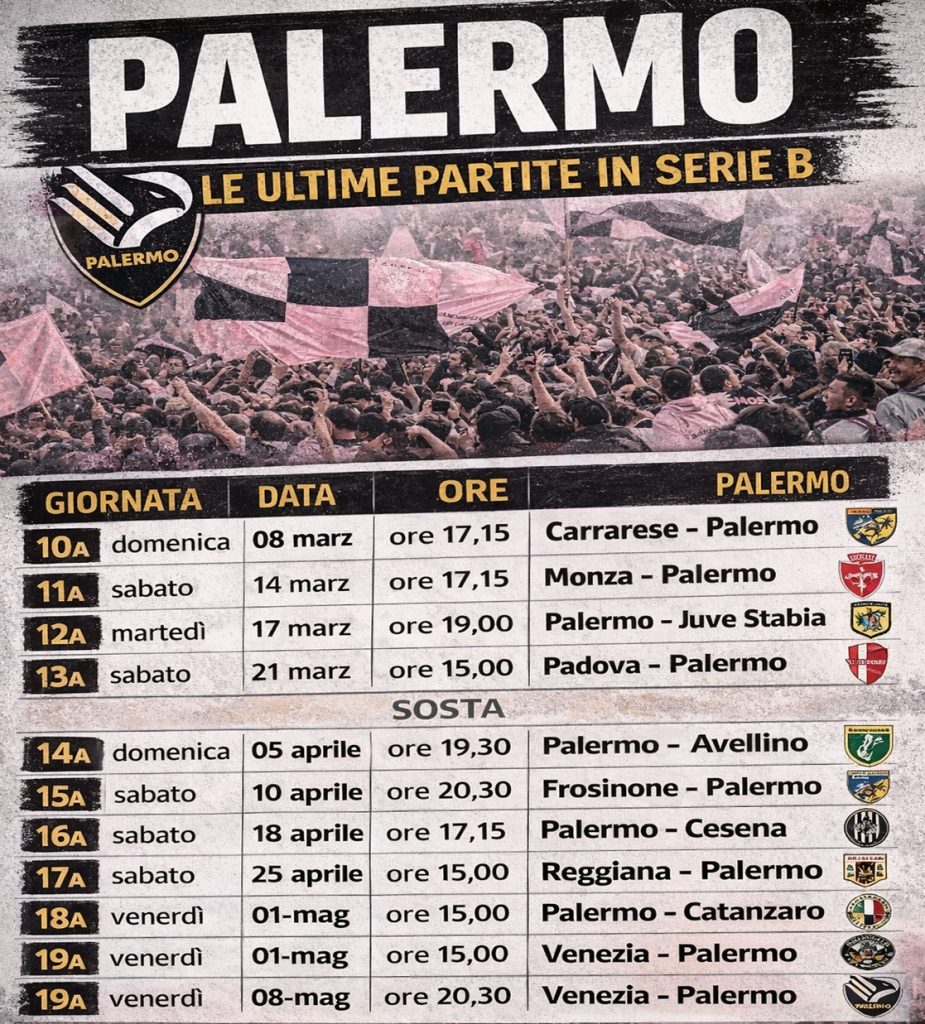 Palermo, le ultime partite in serie B
