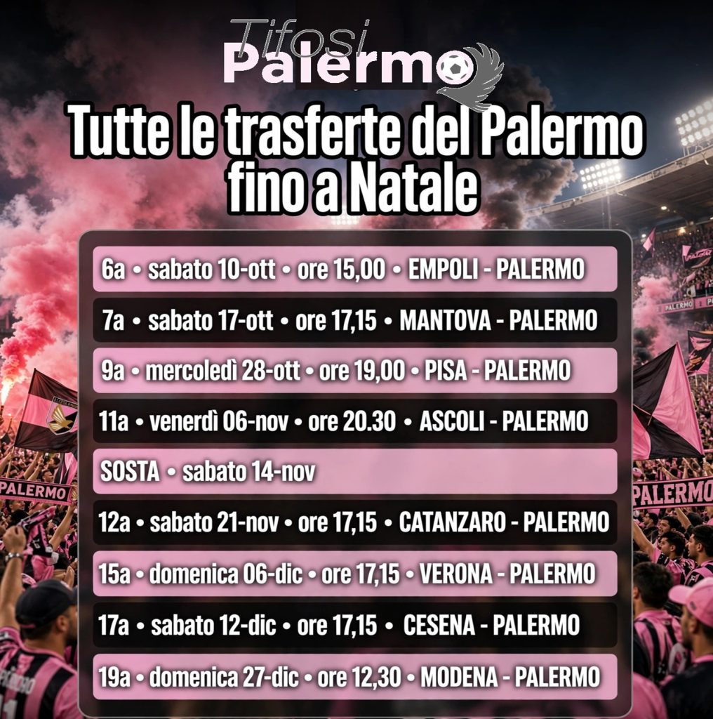 Tutte le trasferte del Palermo fino a Natale